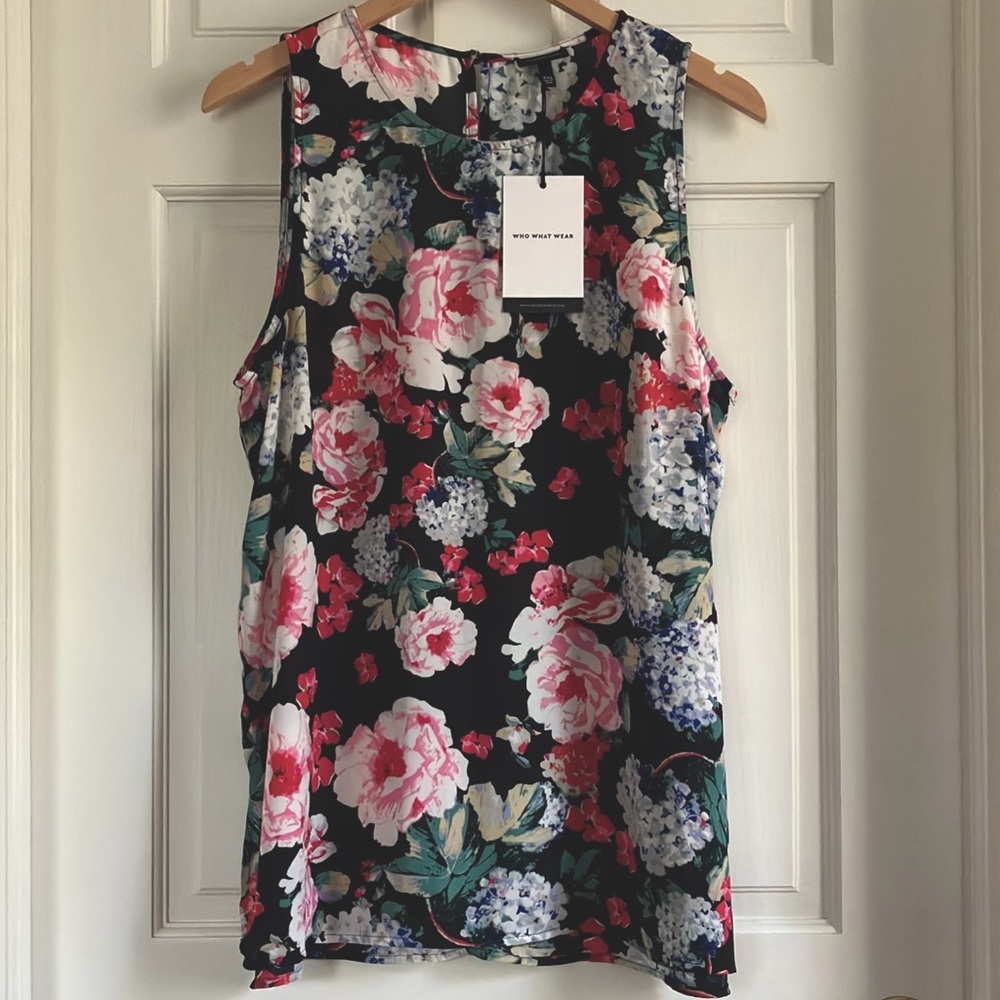 Who What Wear sleeveless floral tunic blouse top XXL New